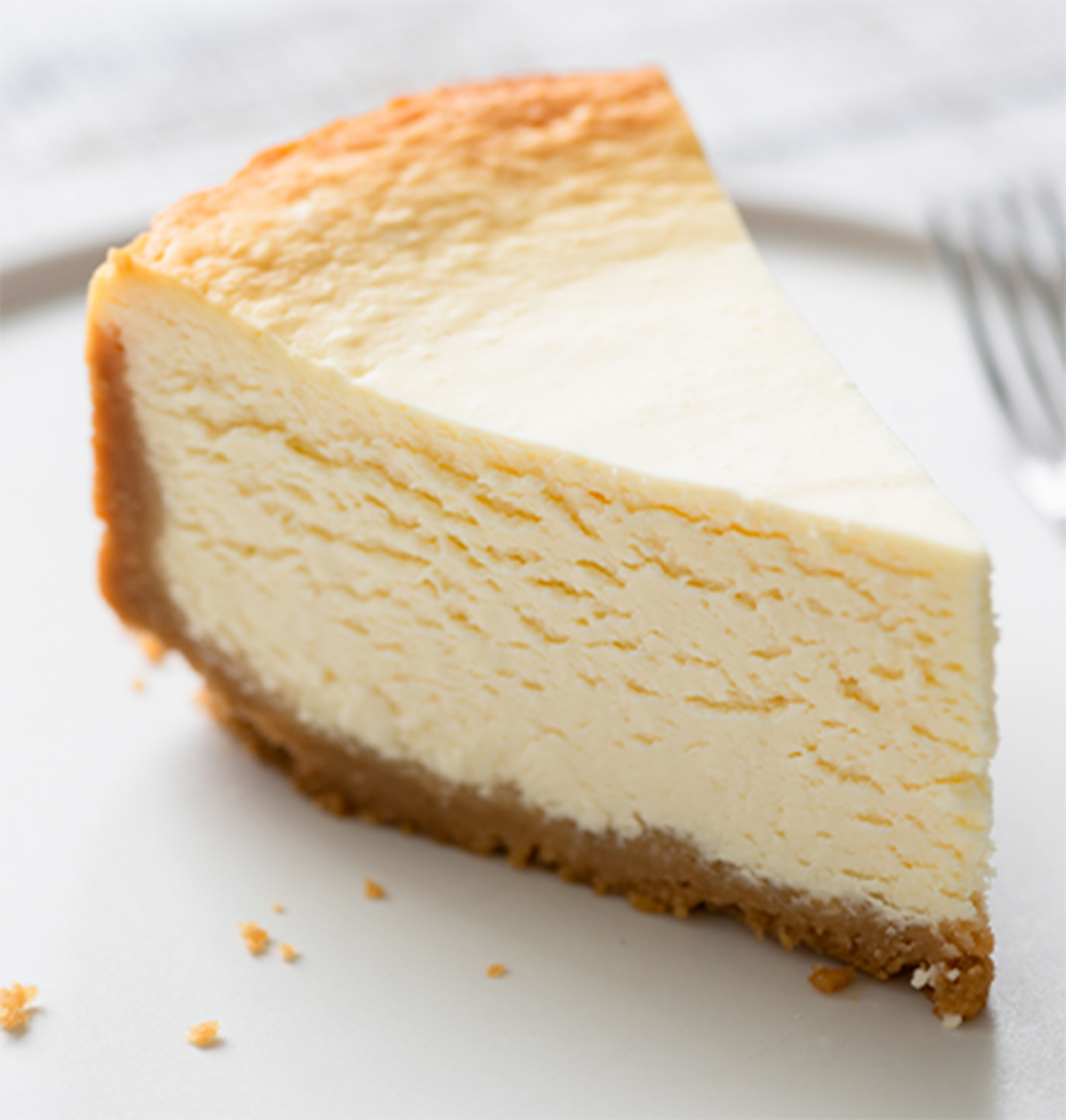 a slice of plan no-bake cheesecake